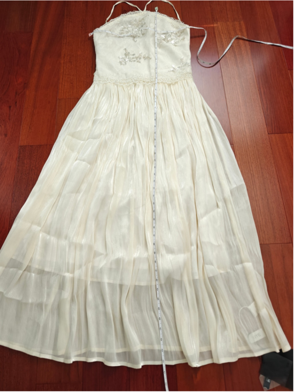 Women's Maxi Dress Beige Silver Embellished